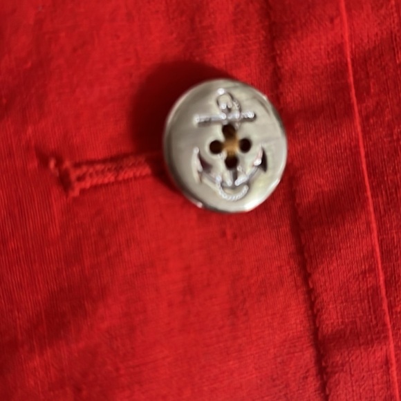 J. Crew Marine Orange A-Line Linen Blend Mini Skirt with Gold Buttons - OOP - Picture 3 of 7